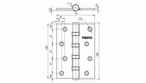 Комплект 4 шт. - Петля дверная стальная универсальная Punto 4B/HD 100 PN (мат. никель)