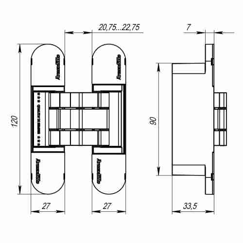 Петля скрытой установки U3D7000 BL (12060UN3D) черный TECH