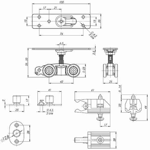 Комплект для раздвижных дверей Comfort - PRO SET 1 /rollers/ 80 (CFA170)