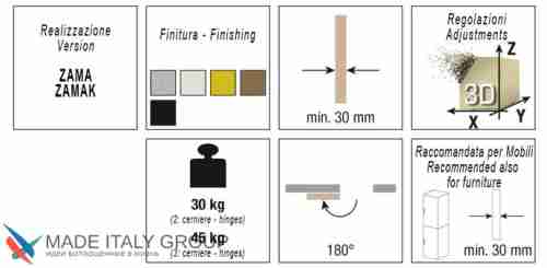 Kubica 6400 DXSX, IBU петля скрытая универсальная самоцентрующаяся БРОНЗА (45 kg)