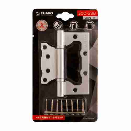 Комплект 2 шт. - Петля универсальная без врезки Fuaro 500-2BB/BL 100x2,5 PC (перламутровый хром) БЛИСТЕР