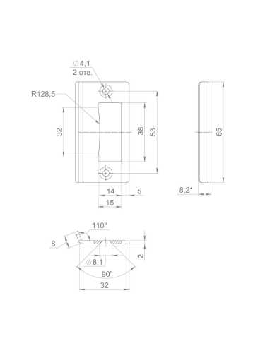 Комплект: замок+ручка Armadillo (Армадилло) для стеклянной двери Space.GL.LPZ BL черный