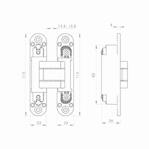 Комплект 10 шт. - Петля Armadillo (Армадилло) скрытой установки U3D3000.VPG AB бронза TECH