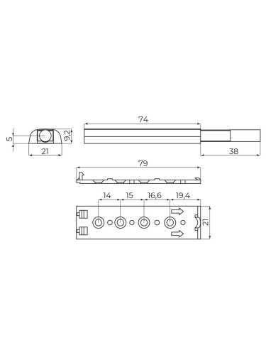 Толкатель Ajax (Аякс) мебельный металлический DMM-80/8M с магнитом PN никель