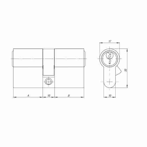 Цилиндровый механизм AZ100/60 mm (25+10+25) CP хром 5 кл.