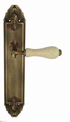 Дверная ручка Venezia "COLOSSEO" белая керамика паутинка на планке PL90 матовая бронза