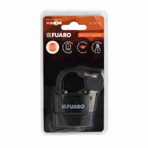 Замок навесной PL-3640 Black (40 мм), 3 англ.кл.