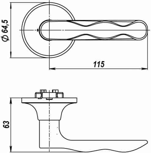 Ручка защелка 624/BL AB-B (бронза) фик.