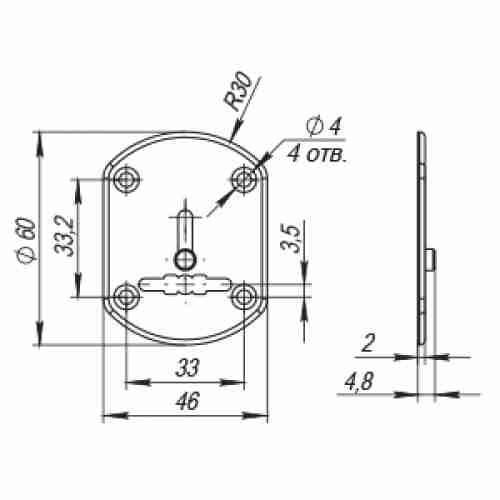 Декоративная накладка ESC021/1-SS (нержавейка) на сув. замок со шторкой (1 шт.) тех.упак.
