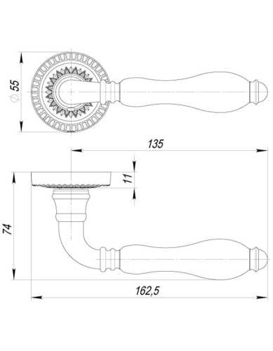 Комплект: Ручки Armadillo Silvia CL 1 OB/CRP-213 + Завертка BK6.R.CL55 OB-13 / античная бронза